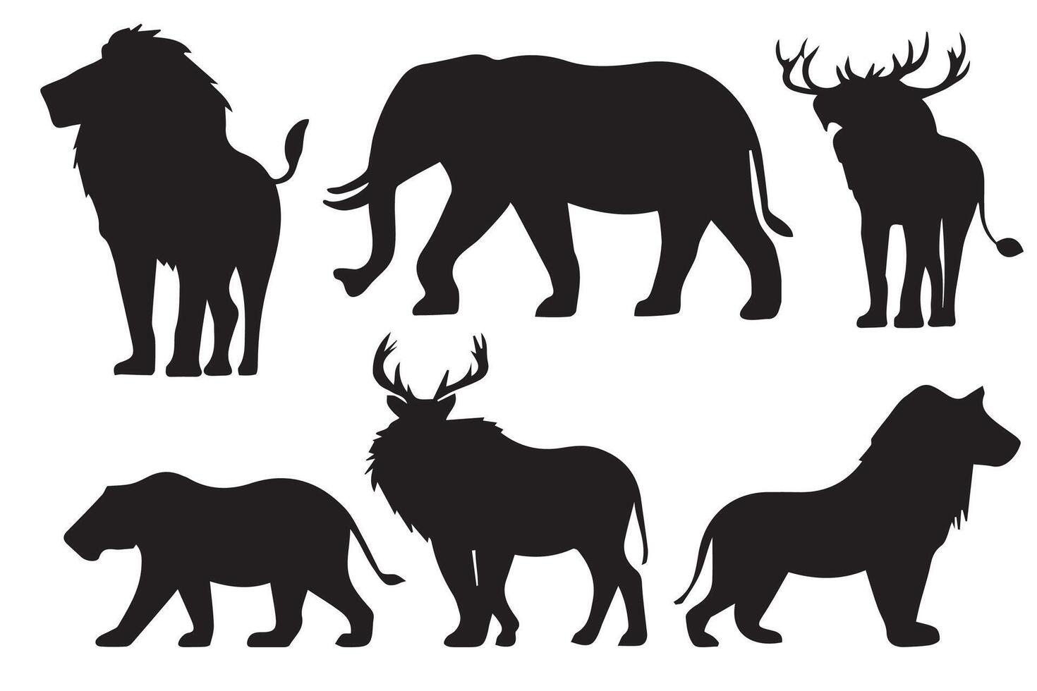 Set of wildlife animals illustration.Animals silhouette. illustration vector