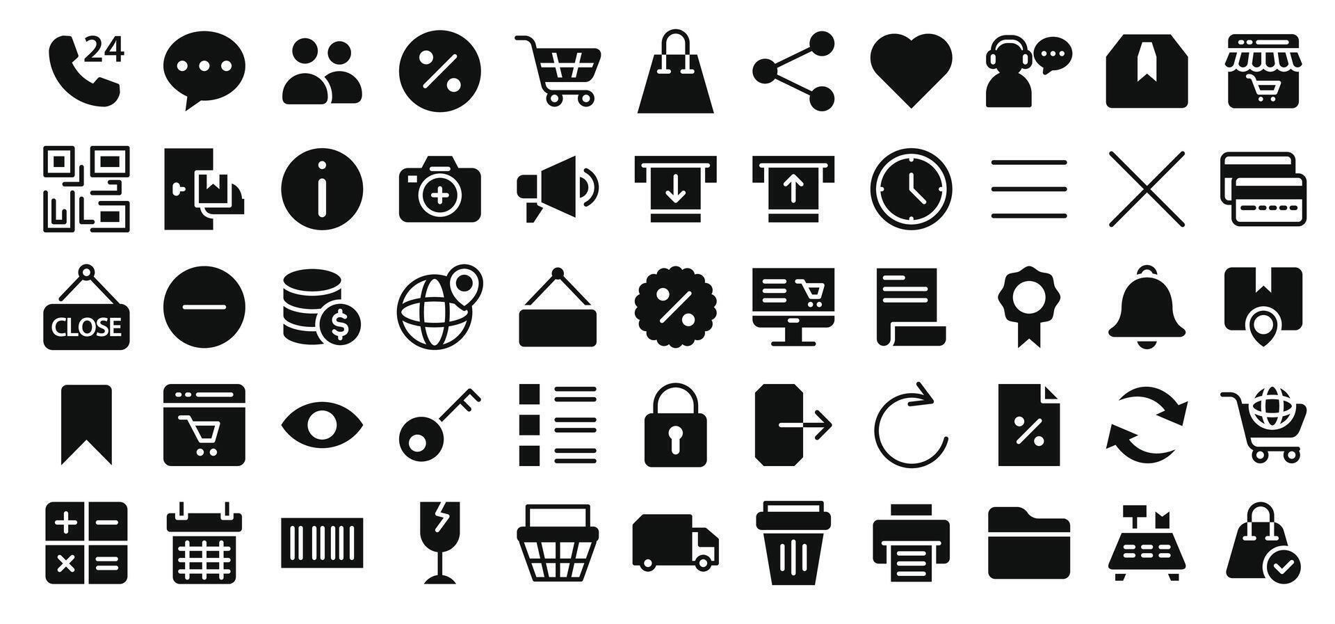Online shopping icon set. Glyph gradient style. illustration vector