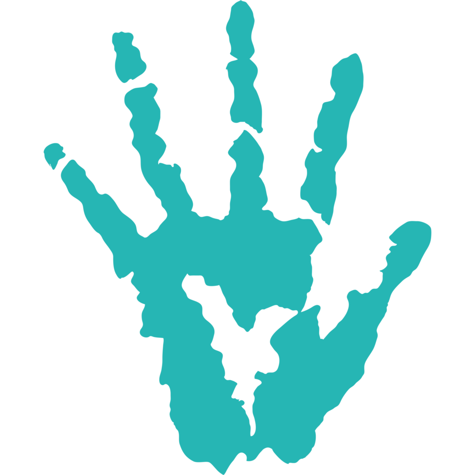 A hand print with a heart on it png
