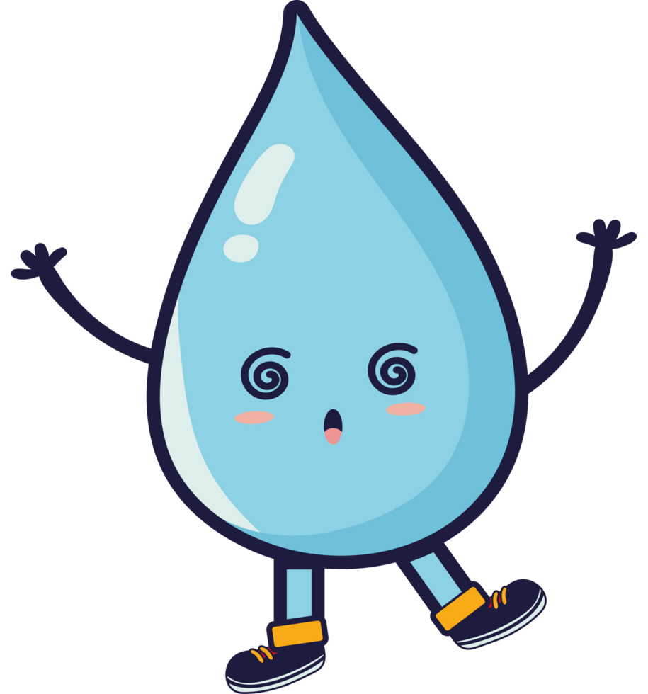 A cartoon water drop character with arms outstretched png
