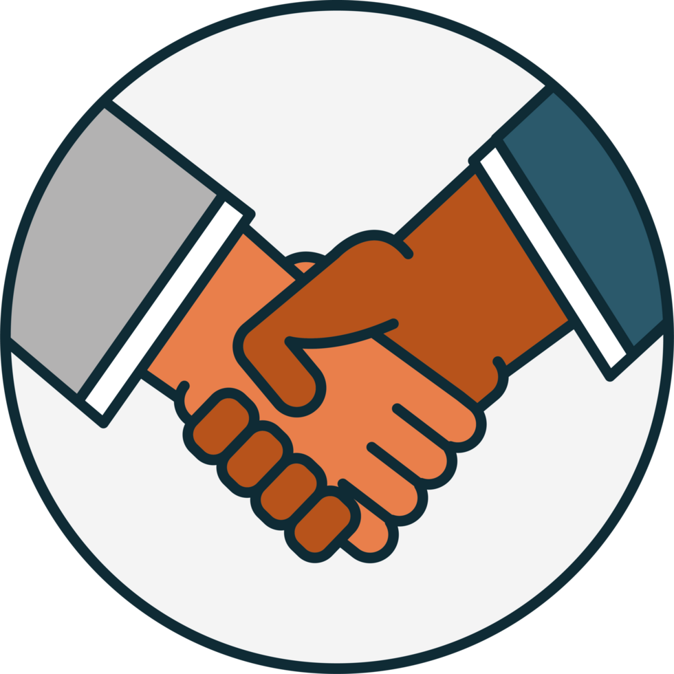 Two people shaking hands in a circle png