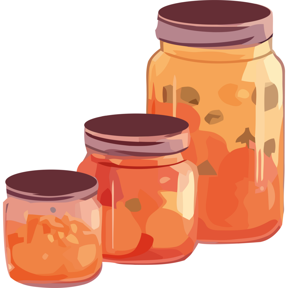 Three jars with food in them png