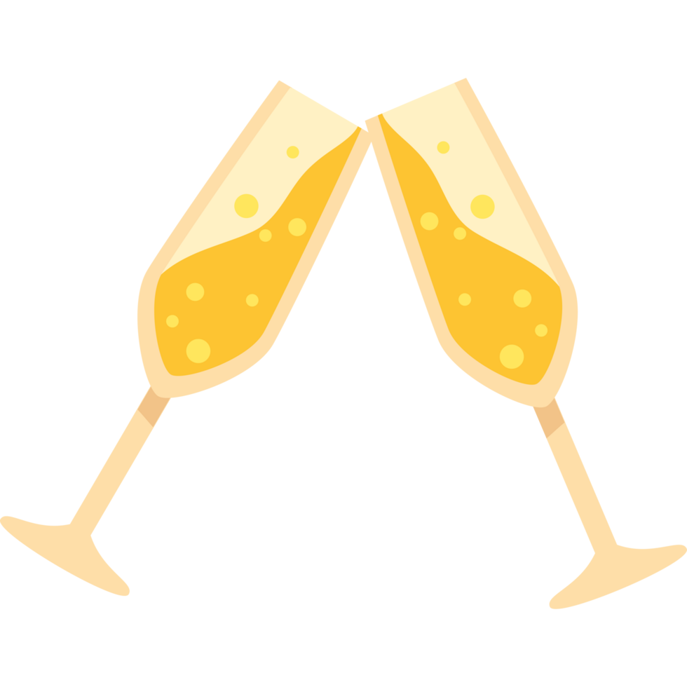 Two glasses of champagne are toasting each other png