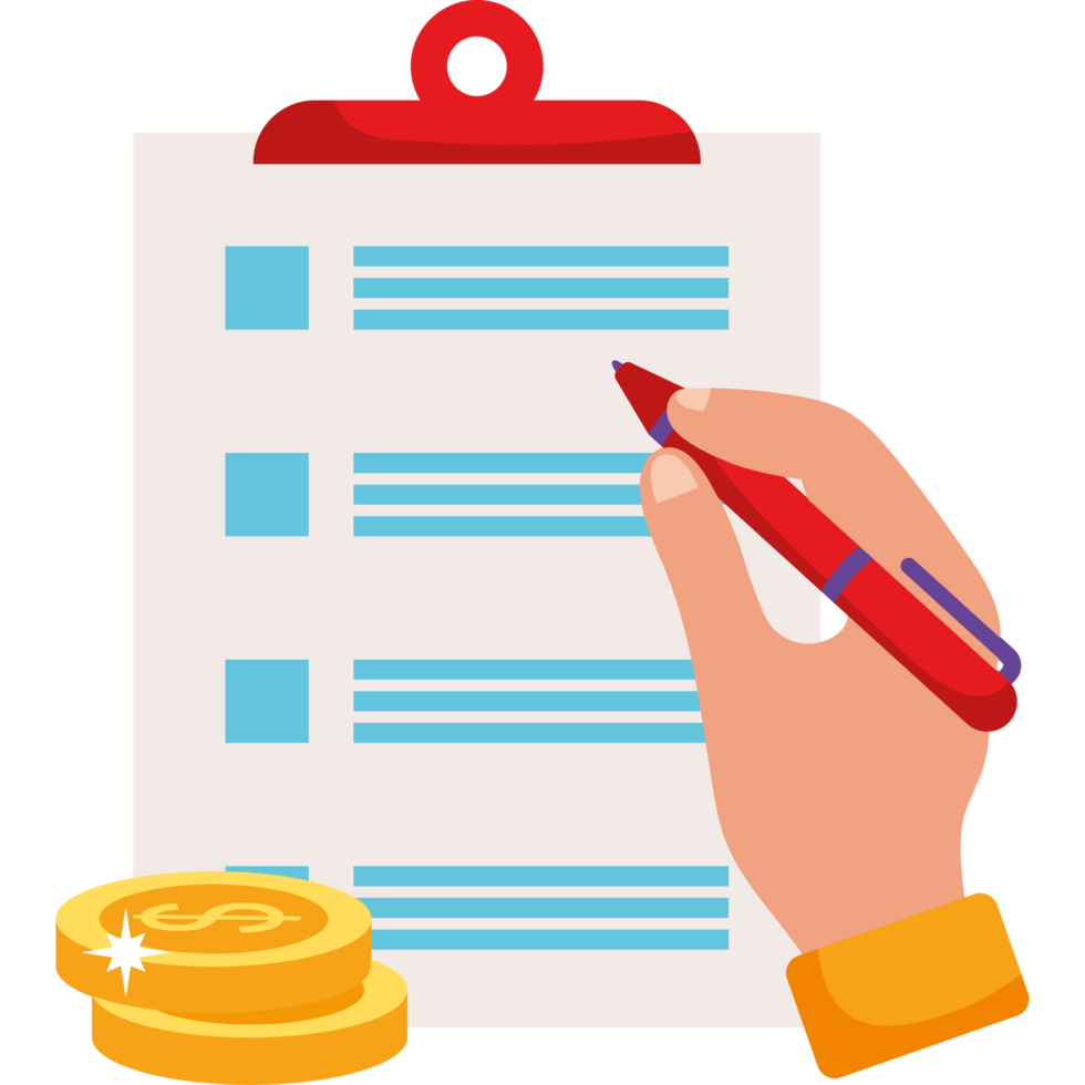 Hand writing on a checklist png
