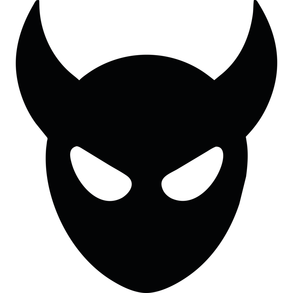 A black devil mask with horns on it png