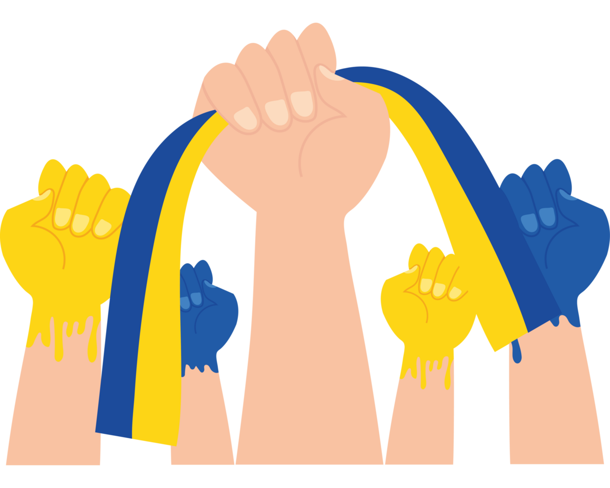 Hands holding up a flag with the words ukraine png