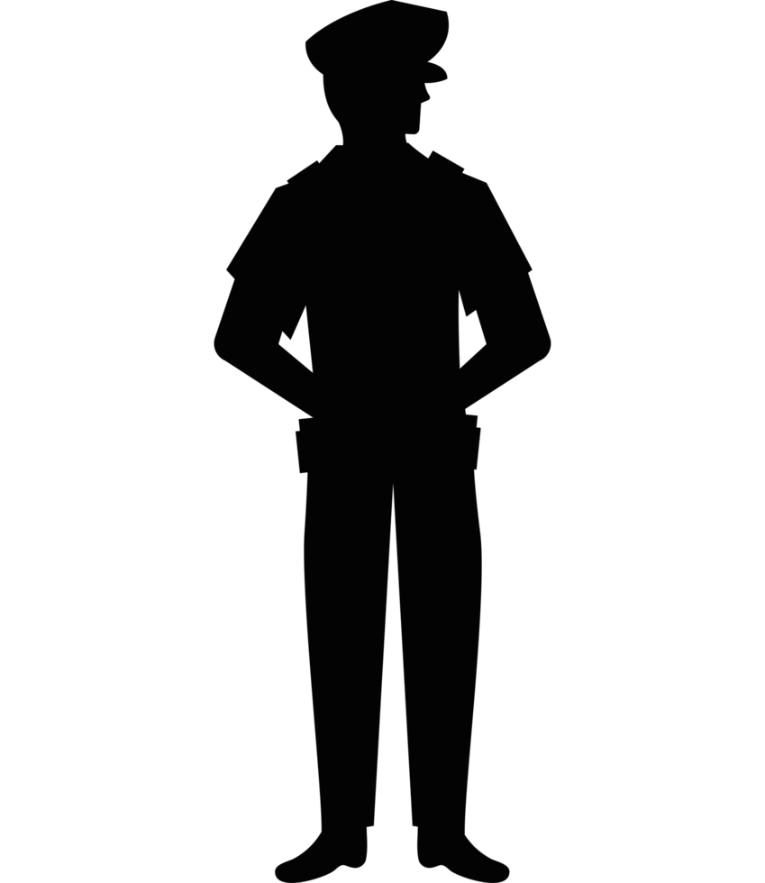 A silhouette of a man in a police uniform png
