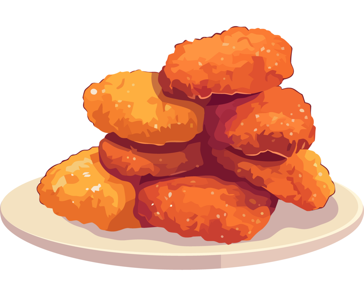 A pile of fried chicken on a plate png