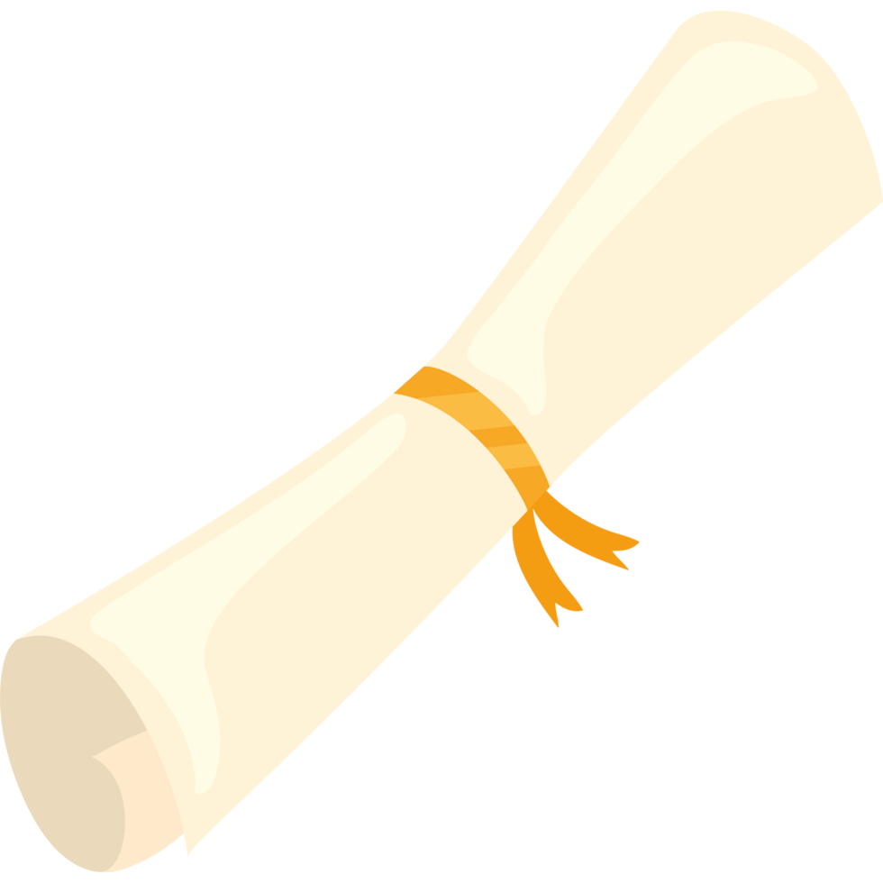 A diploma with a ribbon on it png
