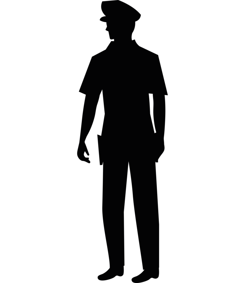 A silhouette of a man in a police uniform png