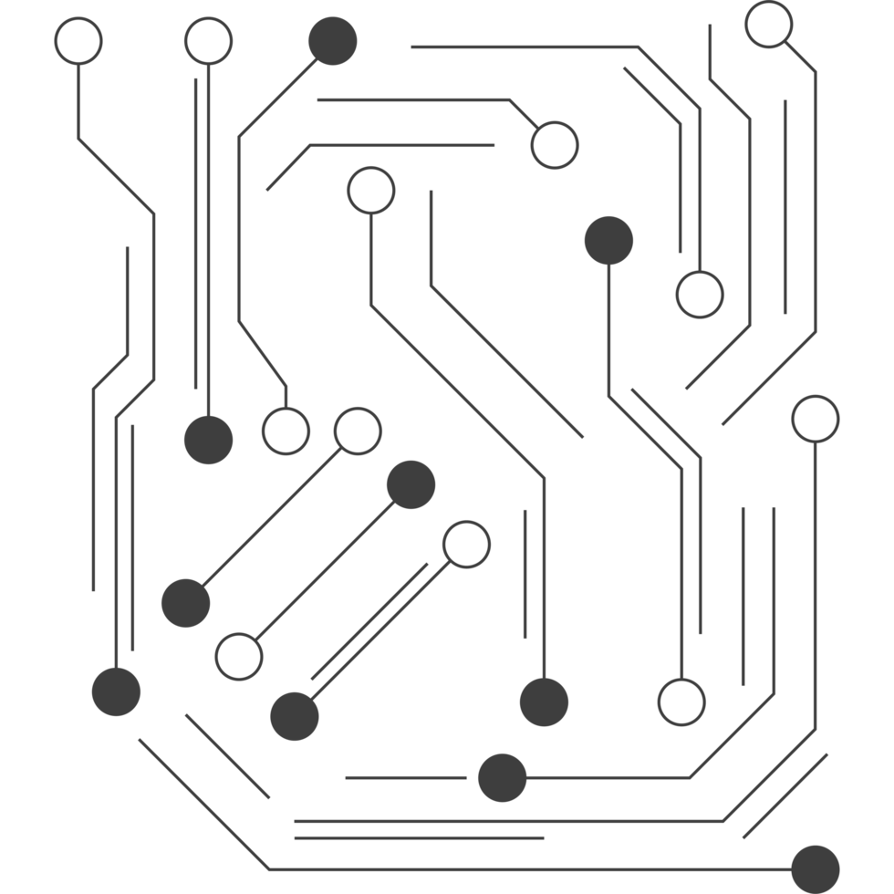 Circuit board with black lines and dots png