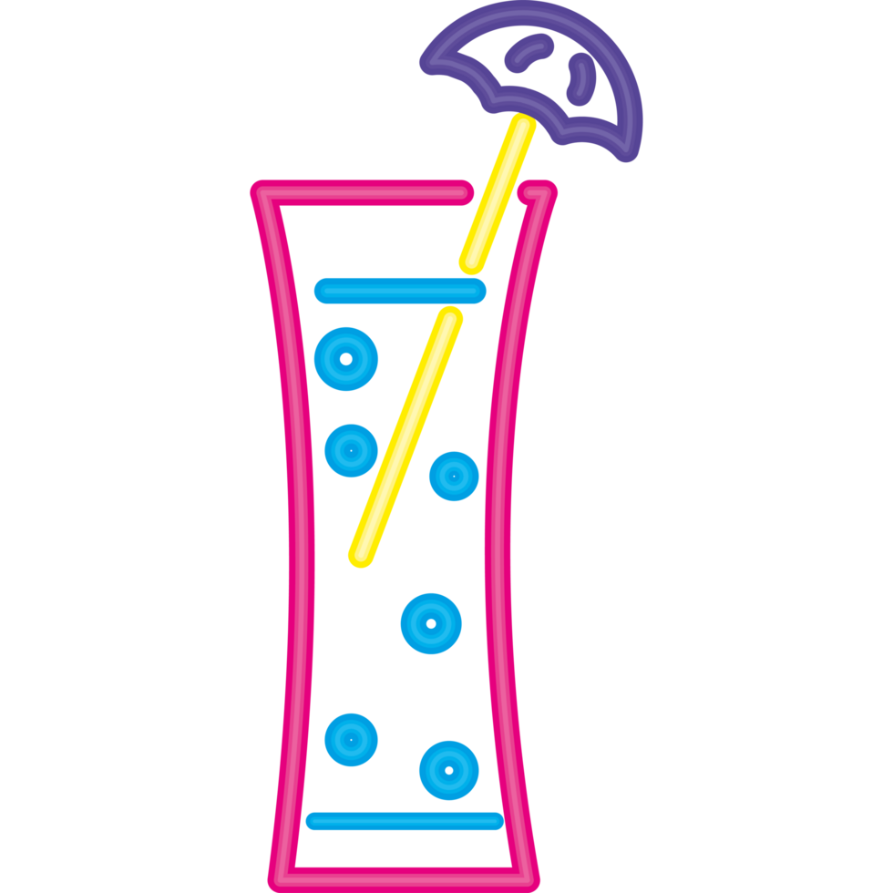 A neon sign with a drink and umbrella png