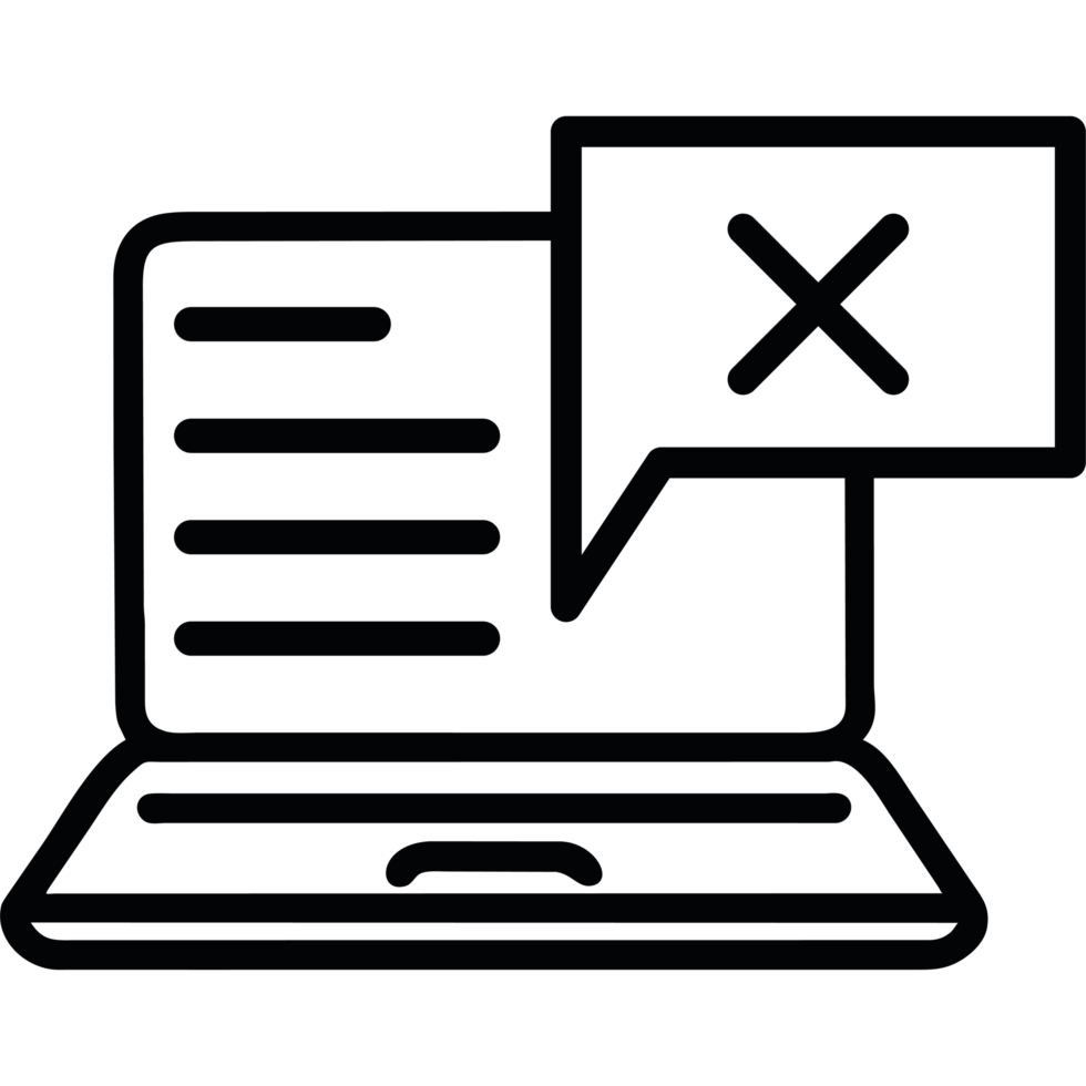 A laptop with a message icon on it png