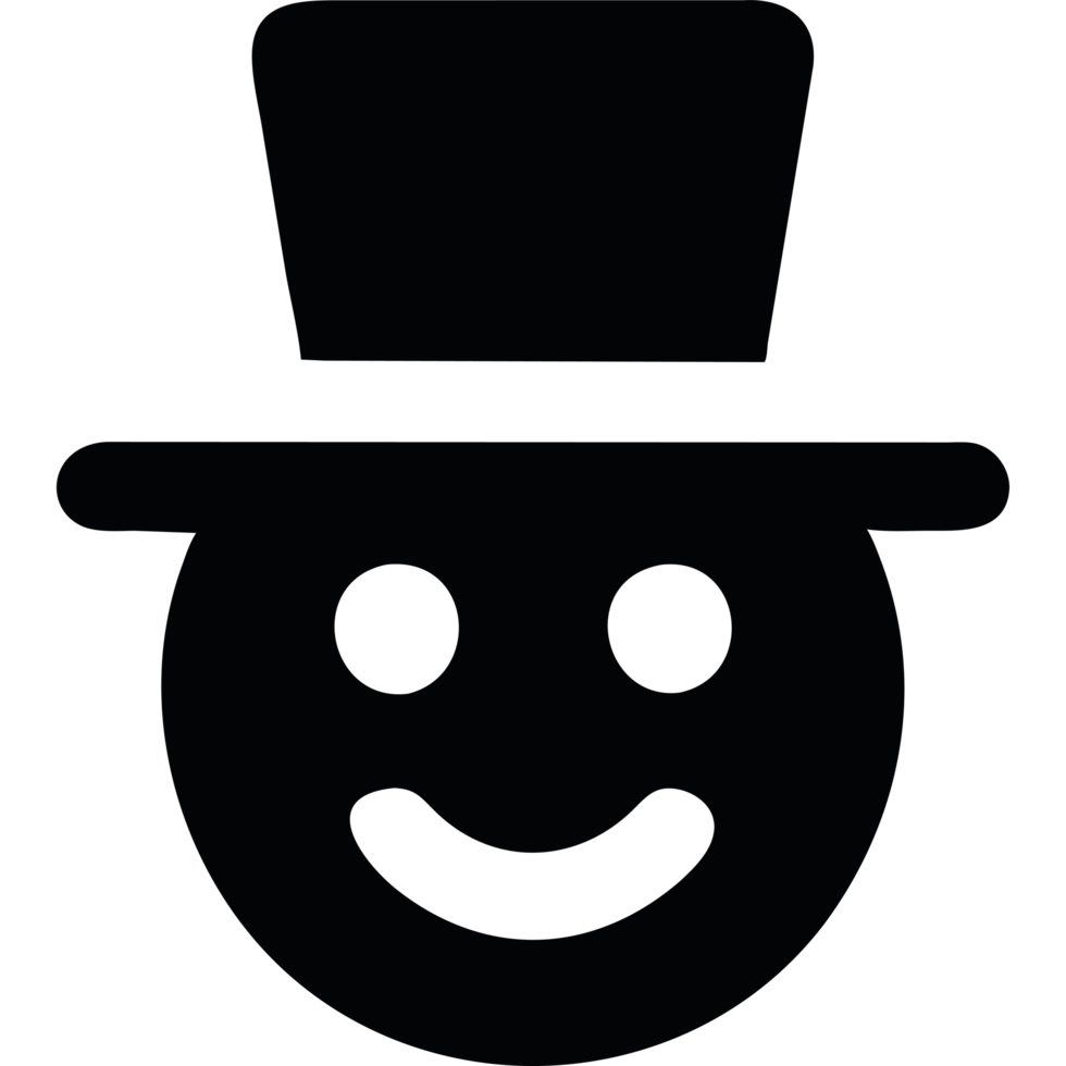 A smiling face with a top hat and a smile png
