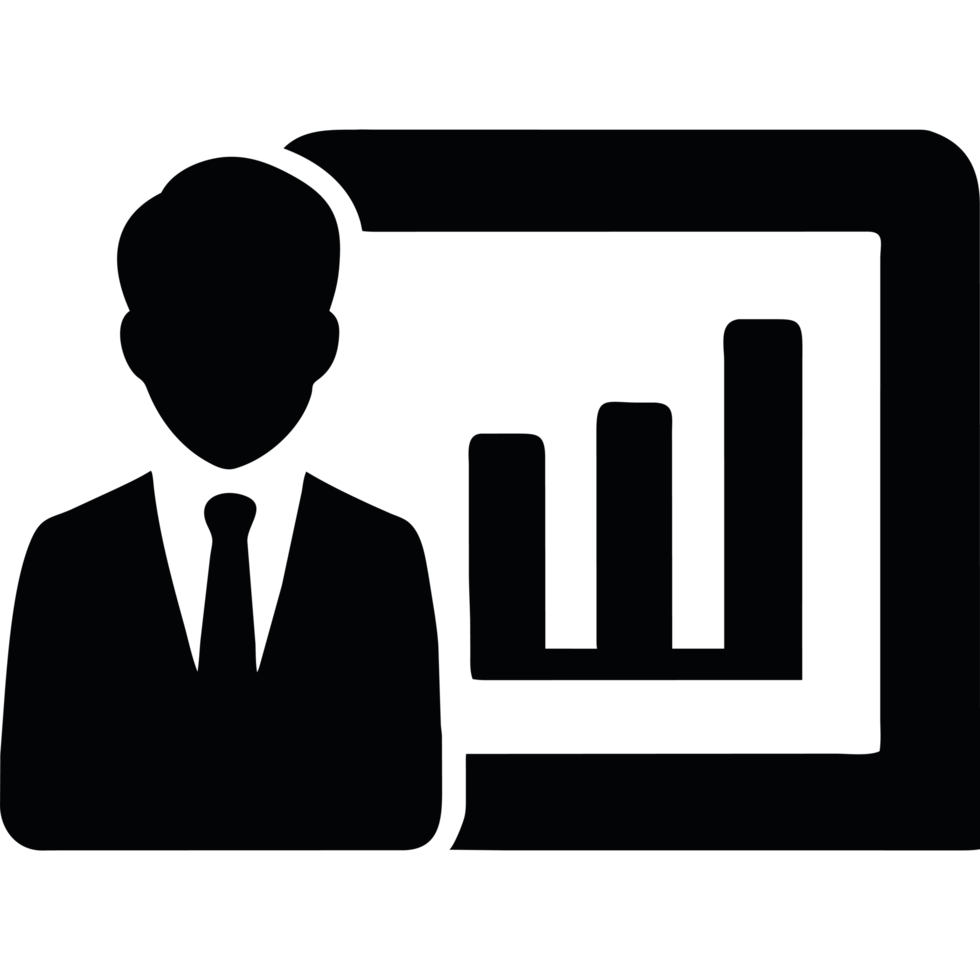 A black and white silhouette of a man in a suit png