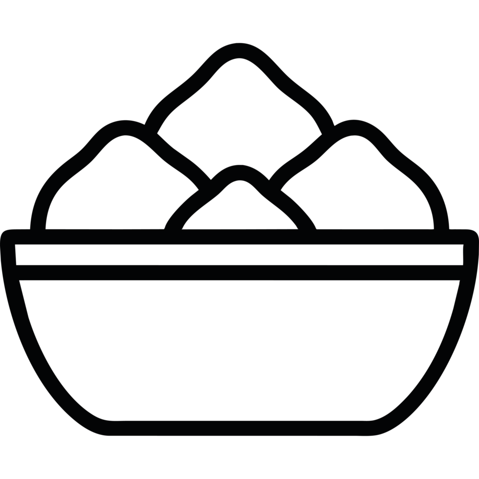 A black and white image of a bowl of food png