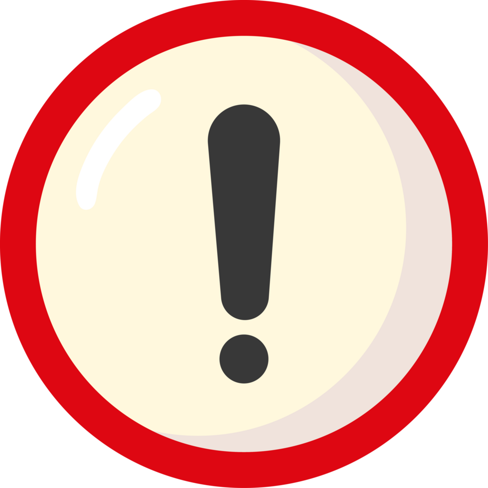 A red and white exclamation sign in a circle png