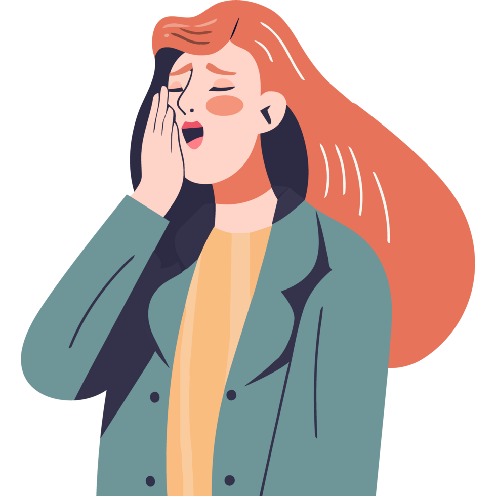 Illustration of a woman with a cold png