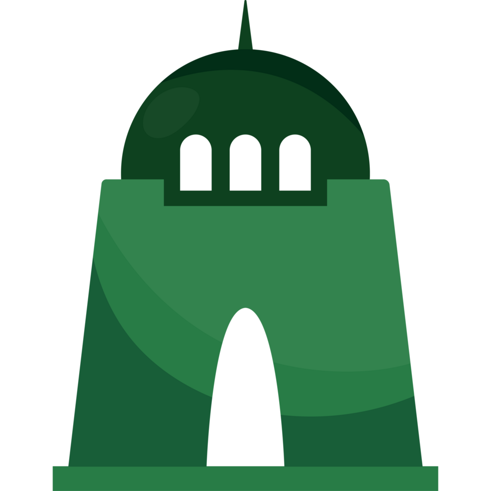 A green building with a dome on top png