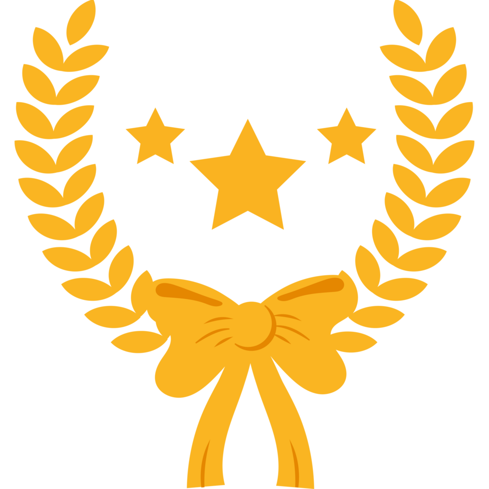 A golden wreath with stars and a bow png