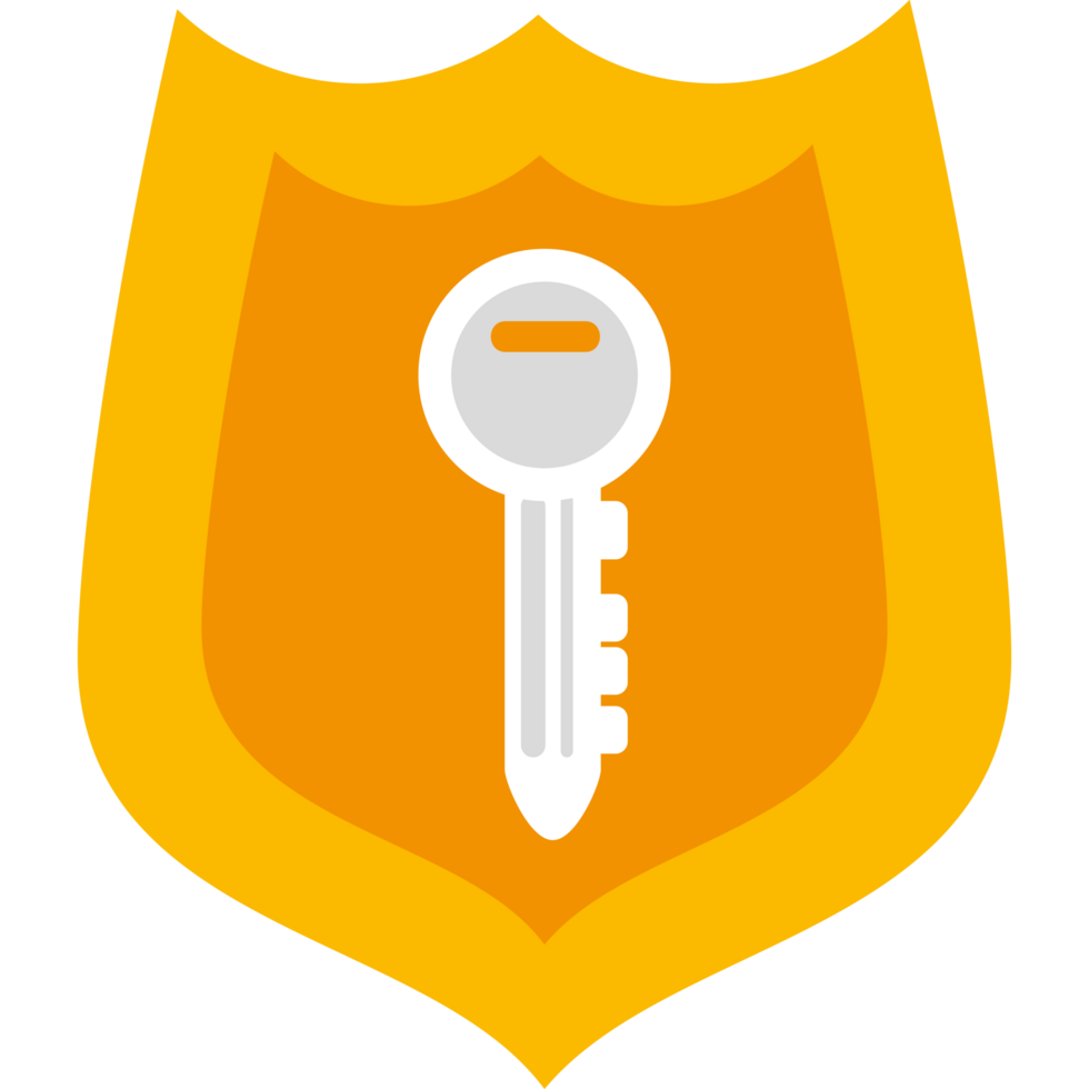 A key is in the middle of a shield png