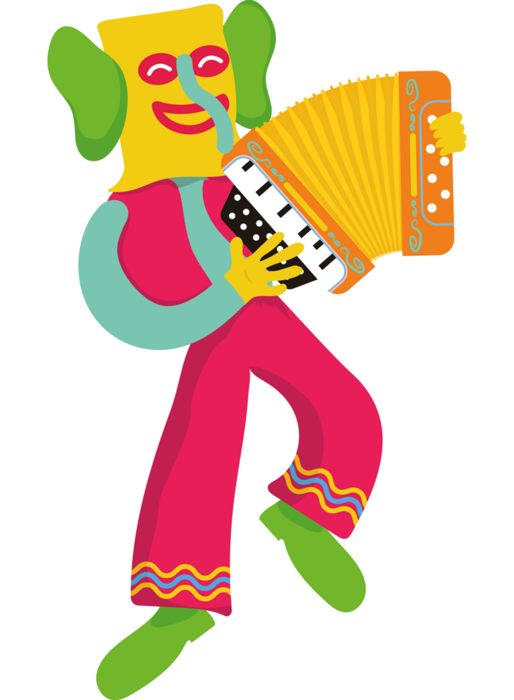 A cartoon clown playing an accordion png