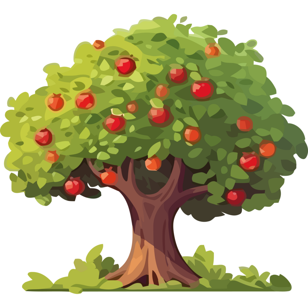 An apple tree with red apples on it png