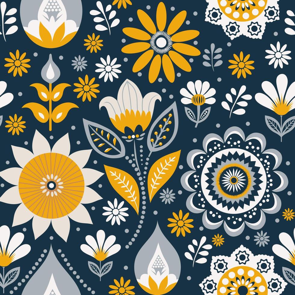 flowers on the background of leaf ornament vector