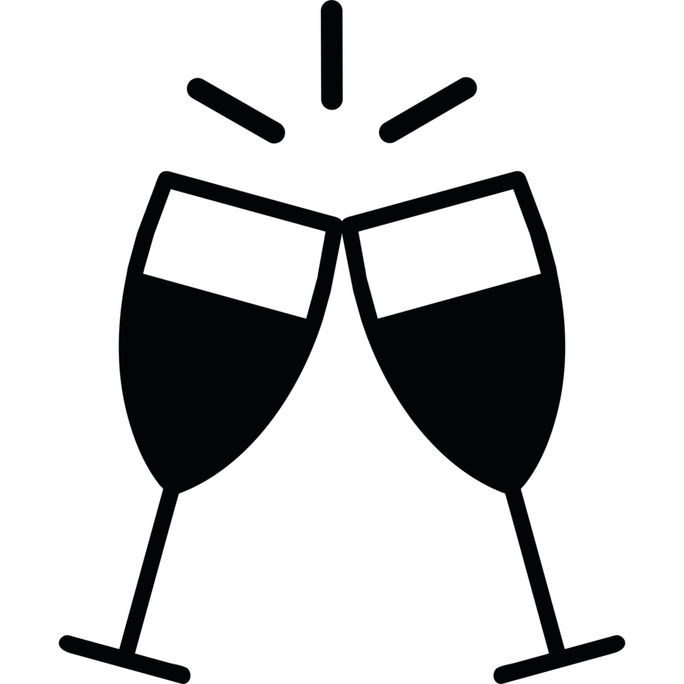 Two glasses of champagne are toasting each other png