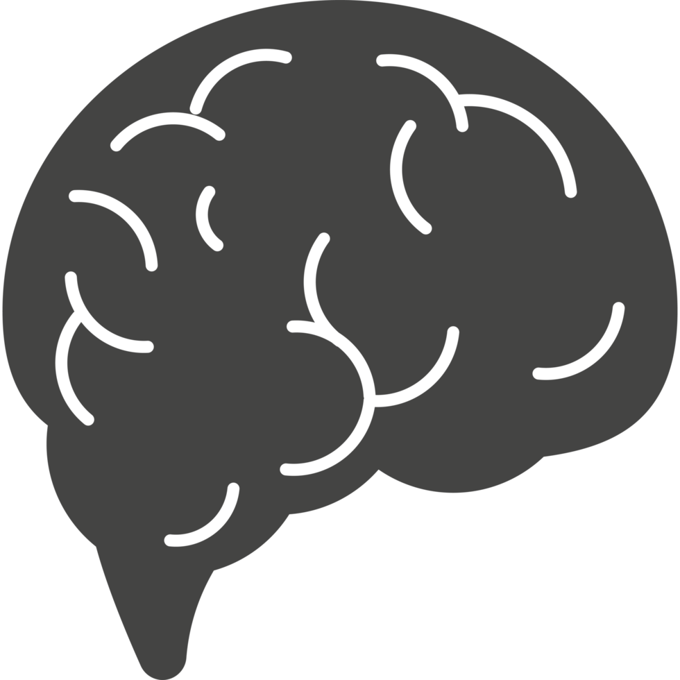 A black and white illustration of a brain png