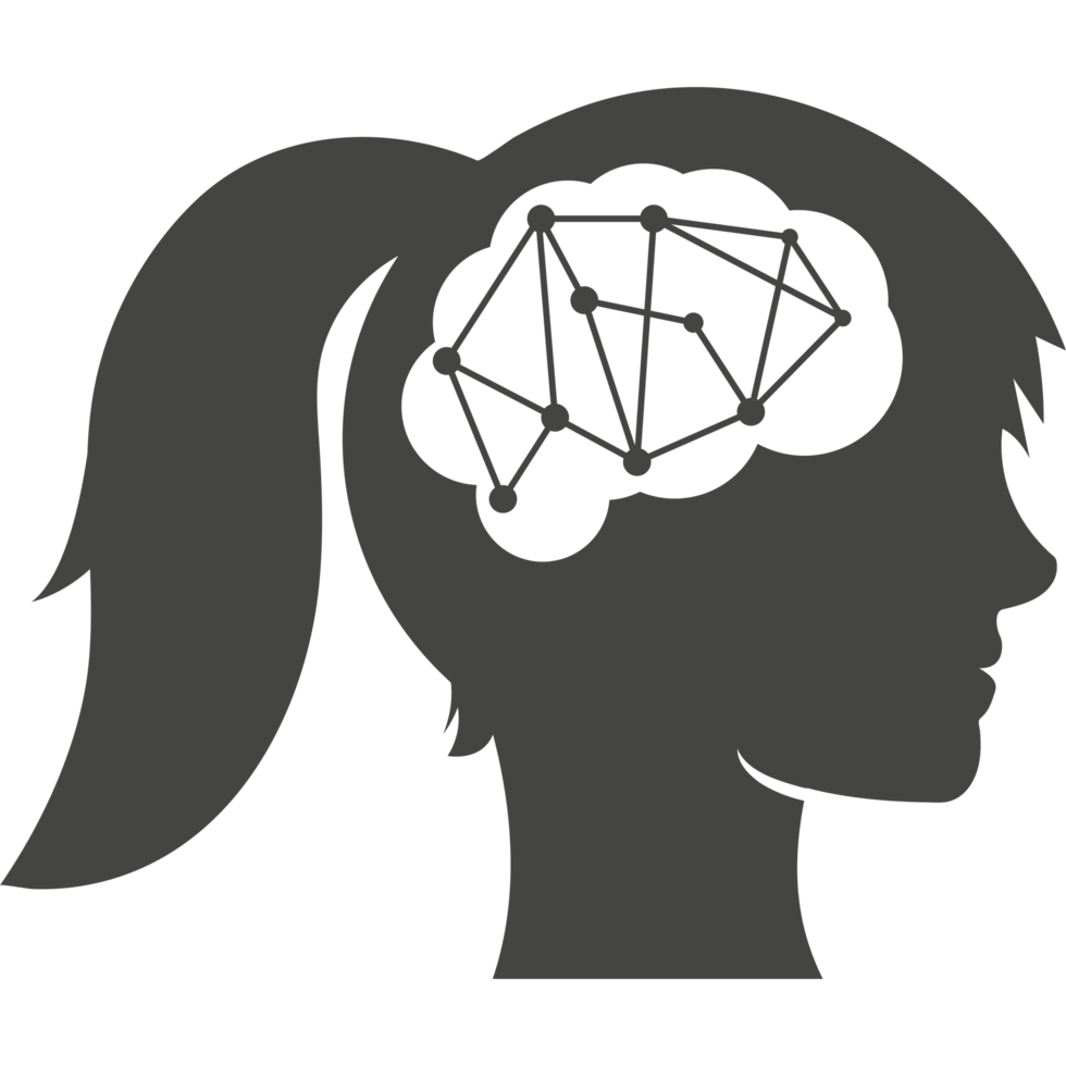 A woman's head with a brain in it png