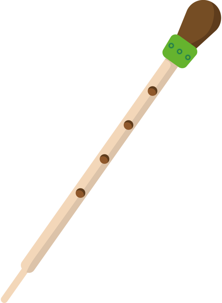 A wooden flute with a green band png