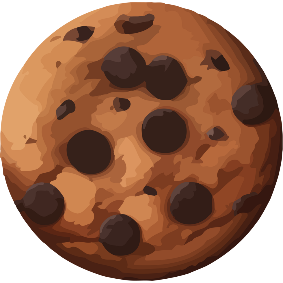 A chocolate chip cookie with chocolate chips png