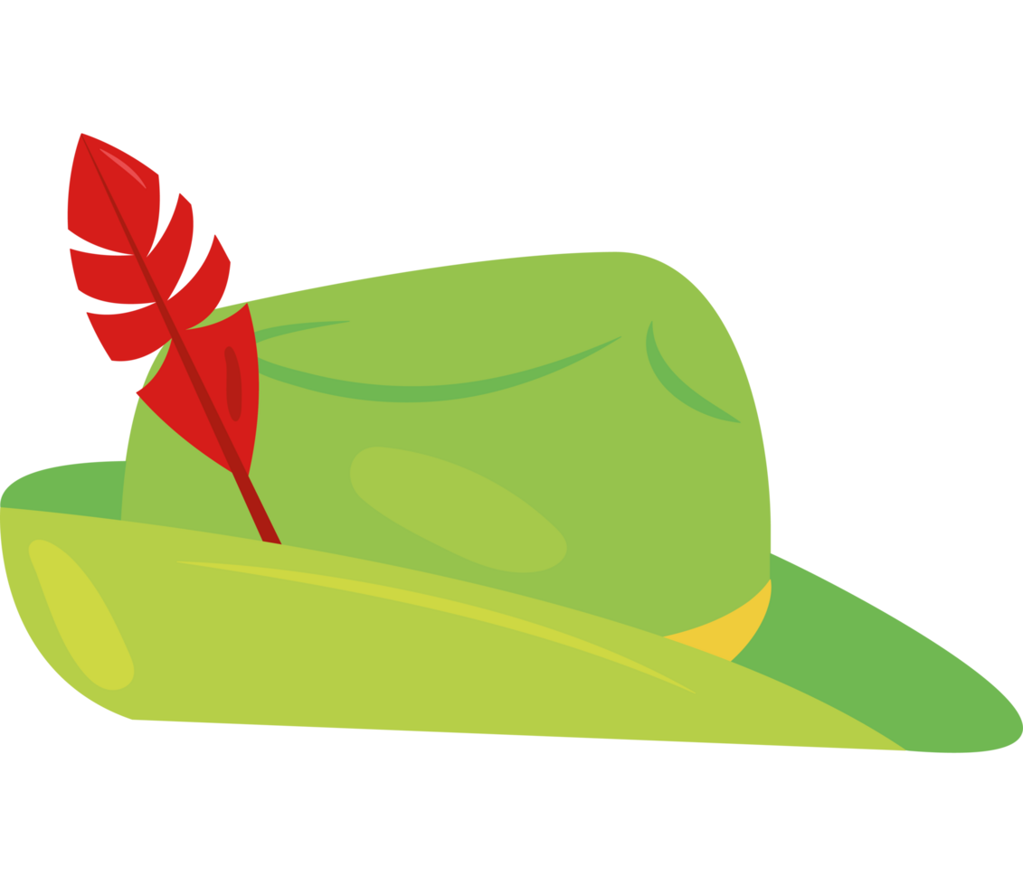 A green hat with a red feather png