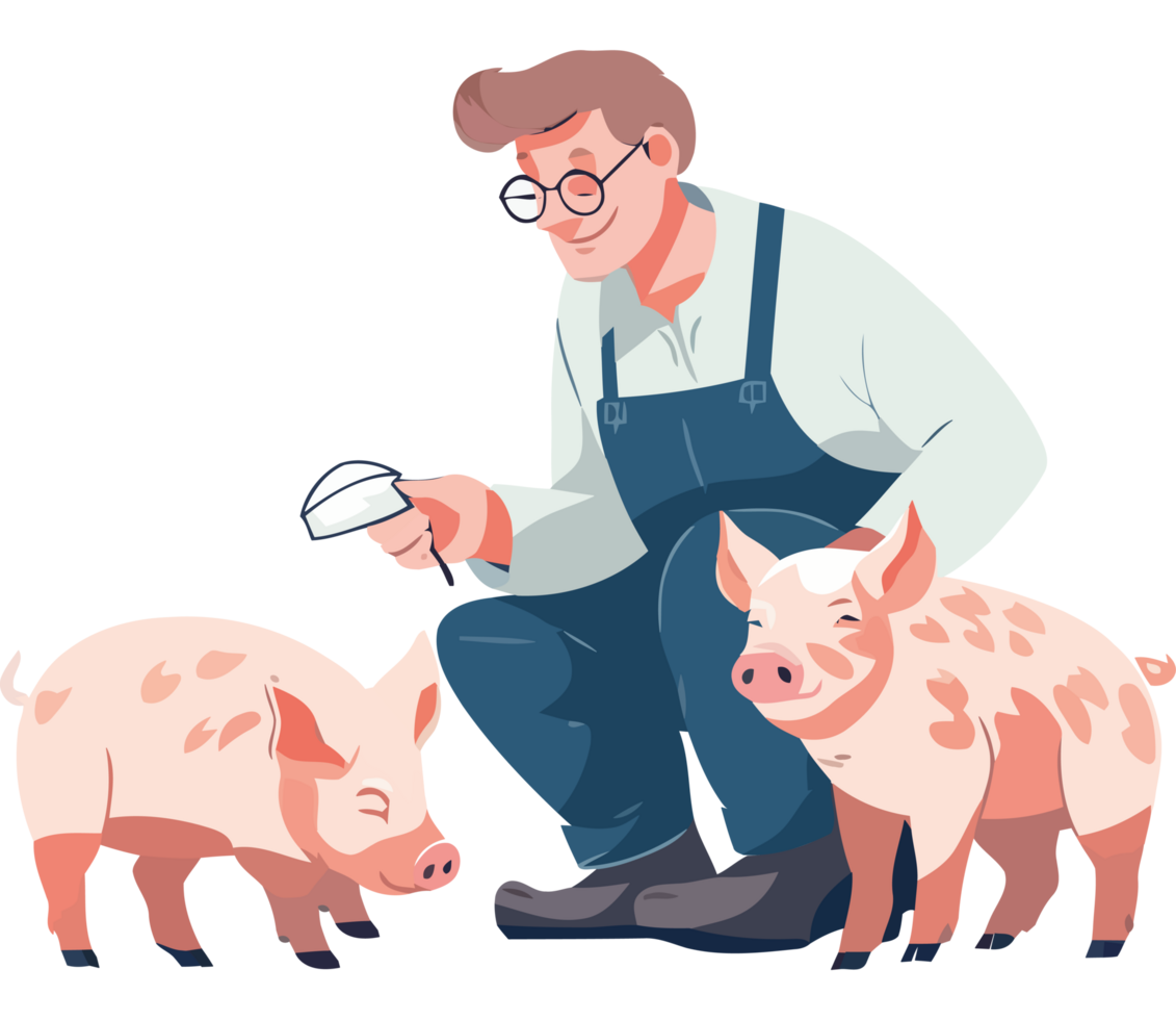 A man with glasses and a pig in his hand png