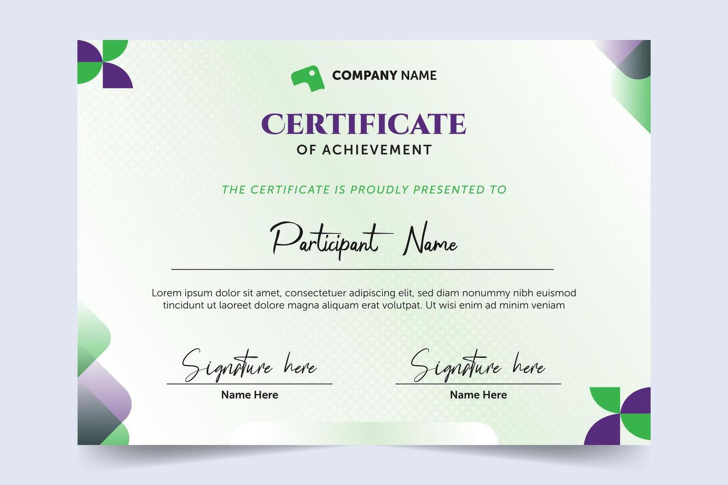 Certificate of achievement for offline and online seminars with simple design color tone vector