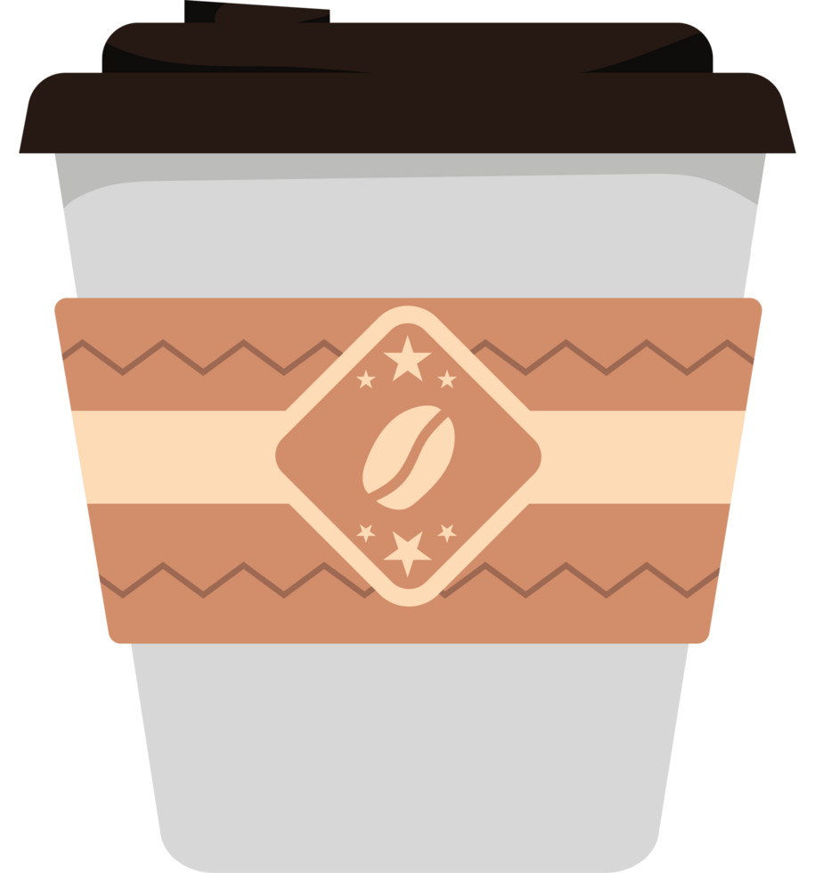 Coffee cup with lid and straw png