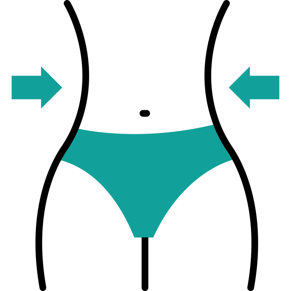 A blue bikini bottom with arrows pointing to the left and right png