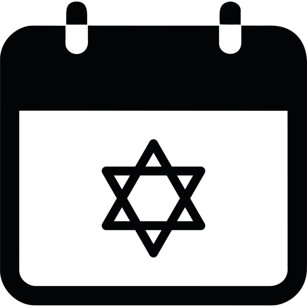 A calendar with a star of david on it png