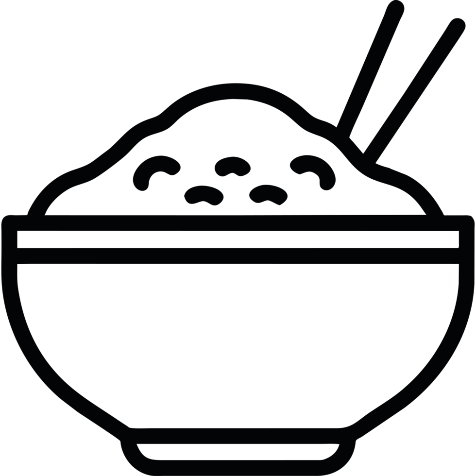 A black and white image of a bowl with chopsticks png