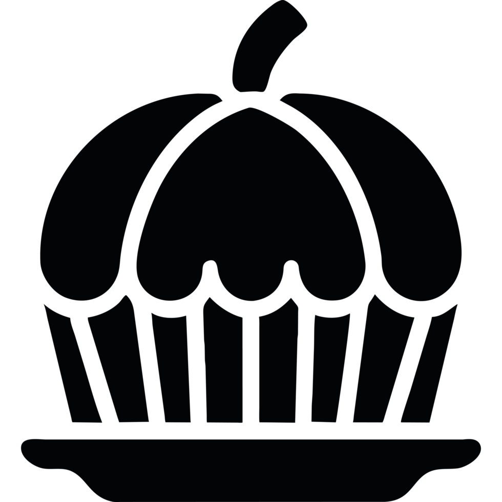 A black and white image of a cupcake png
