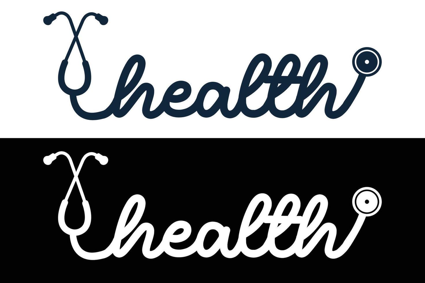 Health Typography Design , Medical Stethoscope with Health typography vector