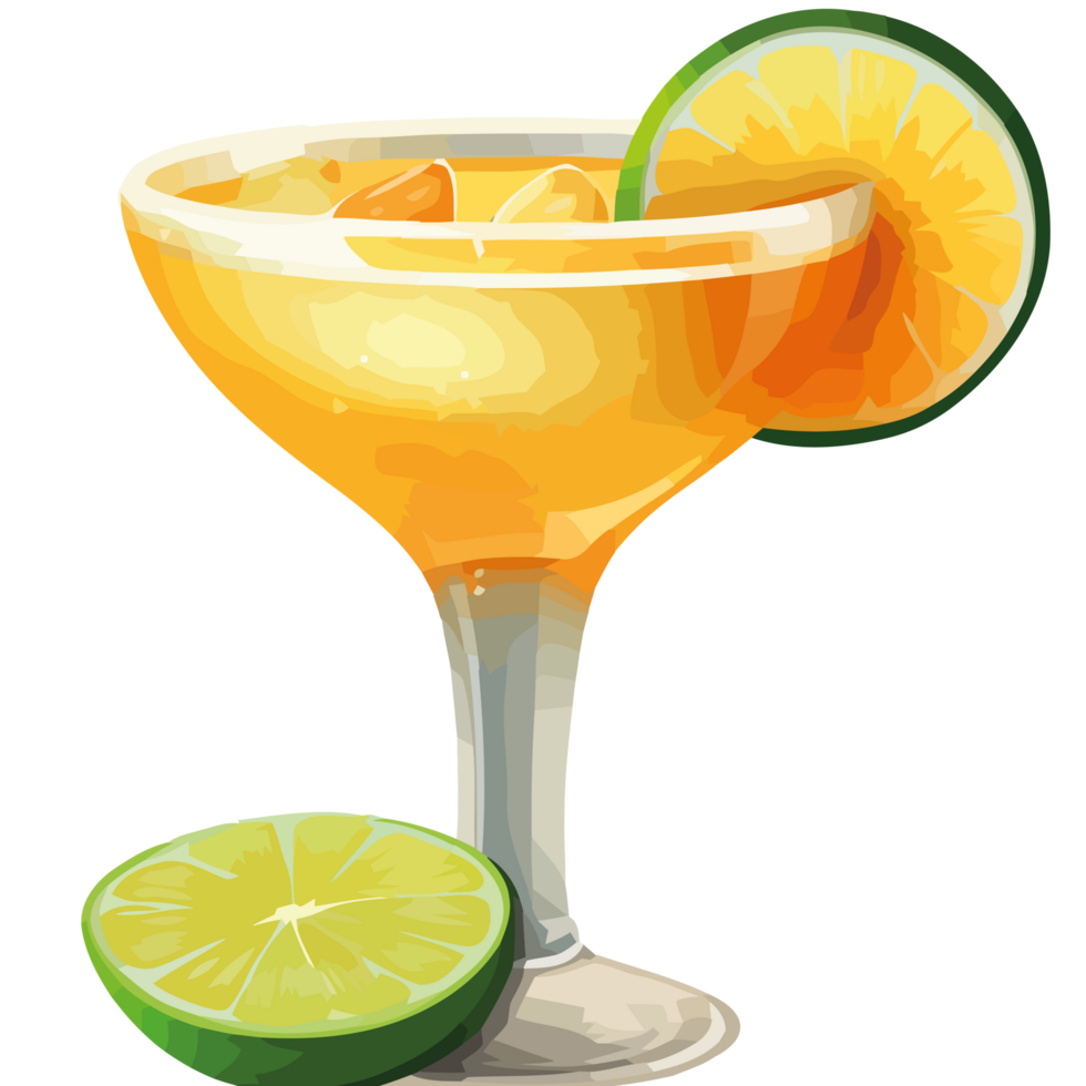 A margarita with lime slices and a slice of lime png