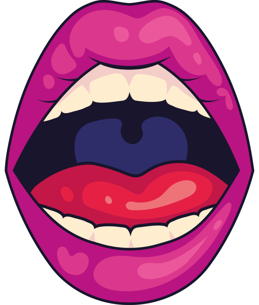 A cartoon mouth with a red tongue png