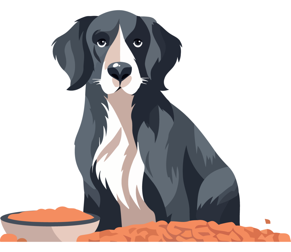 A dog sitting in front of a bowl of food png
