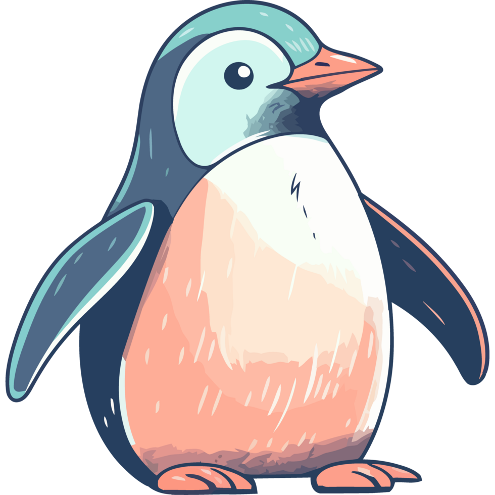 A cartoon penguin with a blue and pink body png