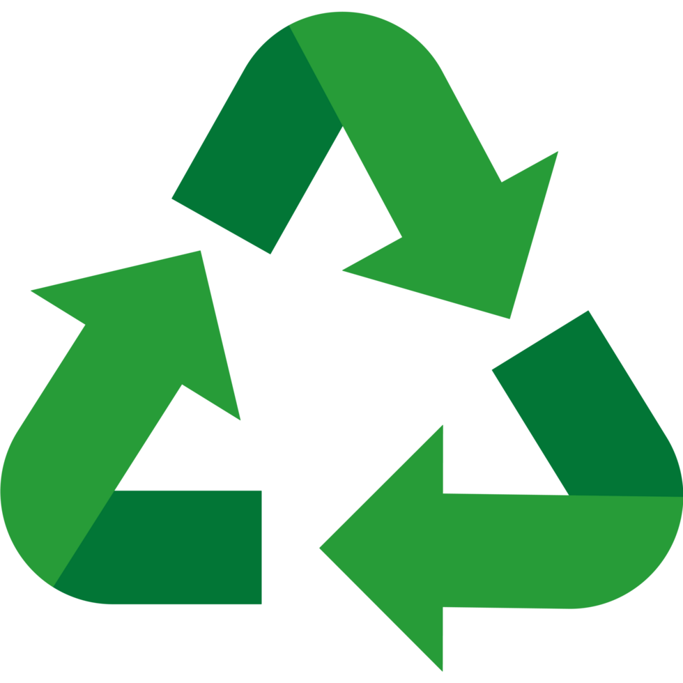 A green recycling symbol with arrows pointing in different directions png