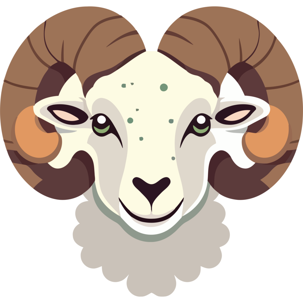 A ram head with horns and a big nose png