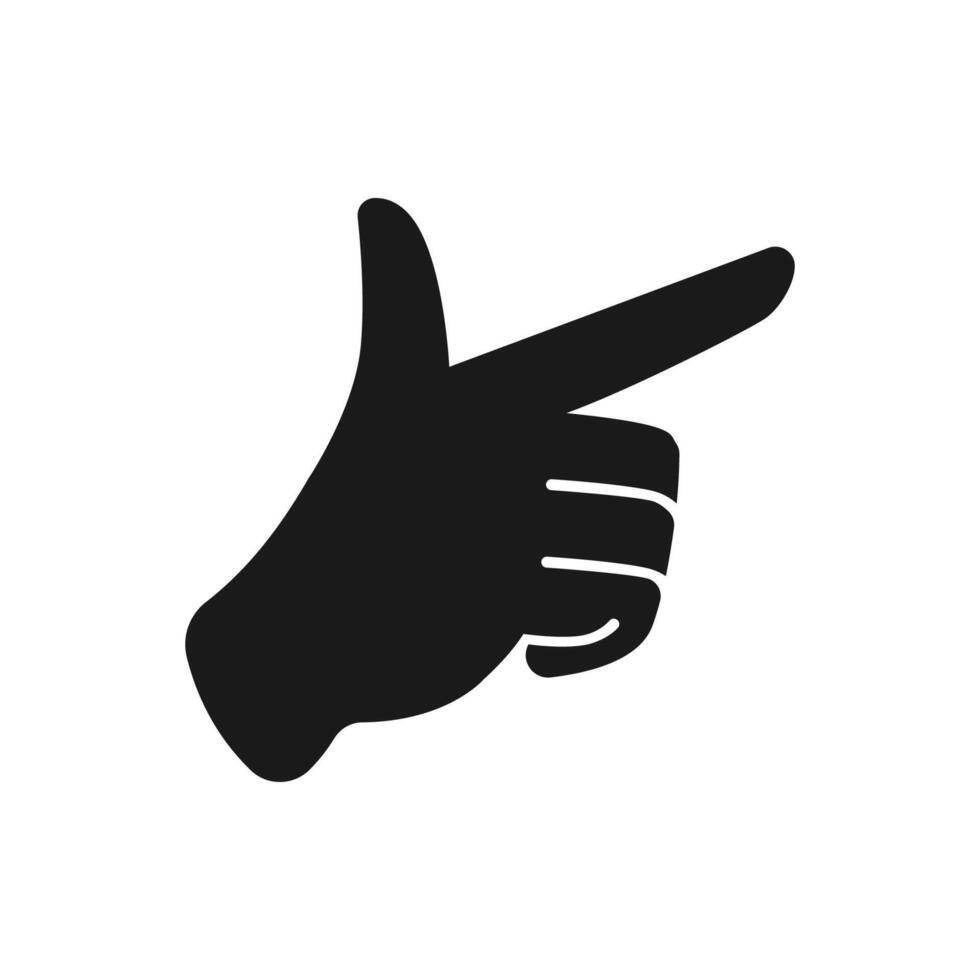 a black and white image of a hand pointing to the left. vector