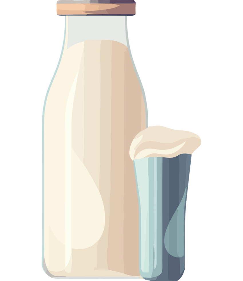 A bottle of milk and a glass png
